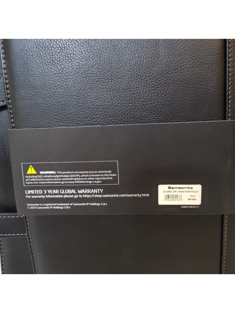Samsonite Black Leather 3-Ring Portfolio With Strap Model# 961465 - Picture 11 of 12